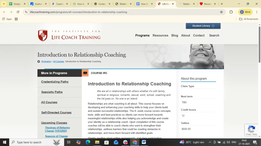 Institute for Life Coach Training – Introduction to Relationship Coaching
