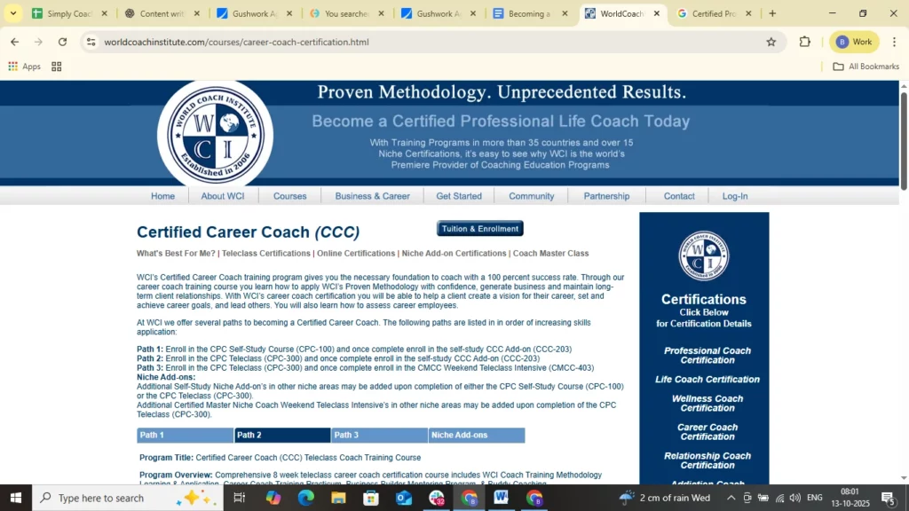 Certified Career Coach (CCC) – World Coach Institute