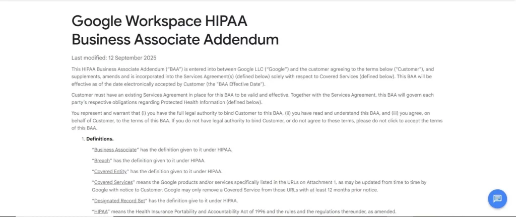 Google Workspace (with BAA)