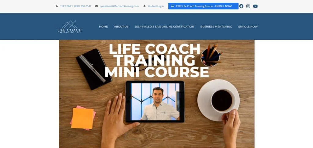 Life Coach Training Institute Life Coach Training Mini Course page.