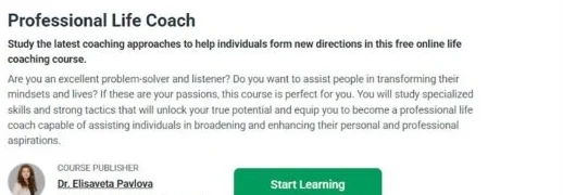 Alison Professional Life Coach course description and publisher information.