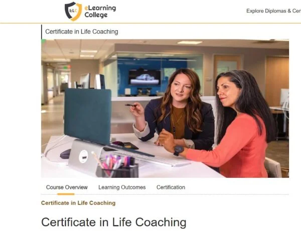 eLearning College Certificate in Life Coaching course photo and title.
