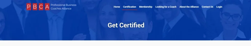 PBCA Get Certified page header.