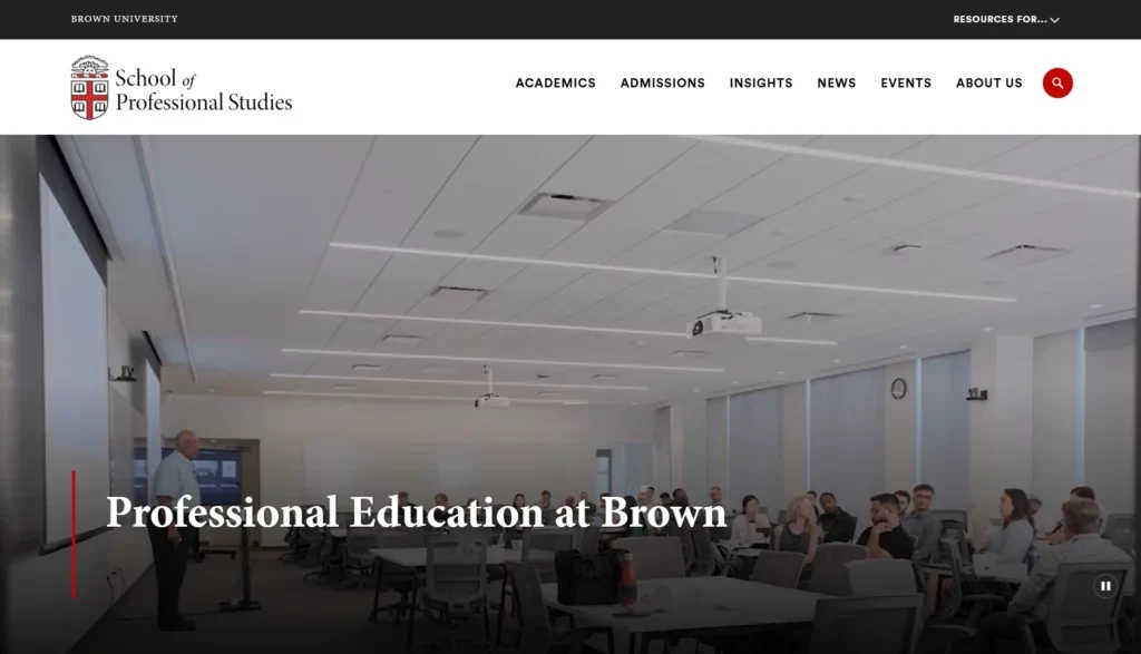 Brown University School of Professional Studies professional education page.