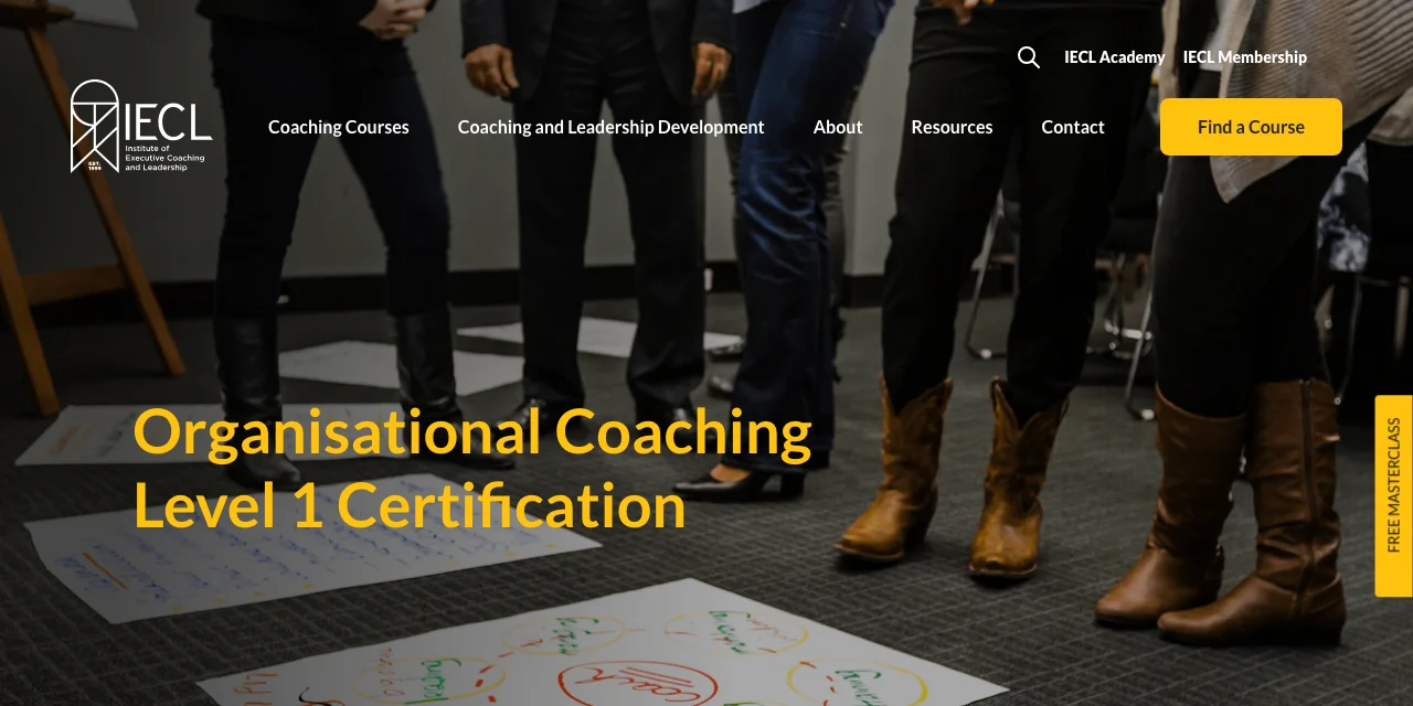 IECL Organizational Coaching Level 1 course page header.